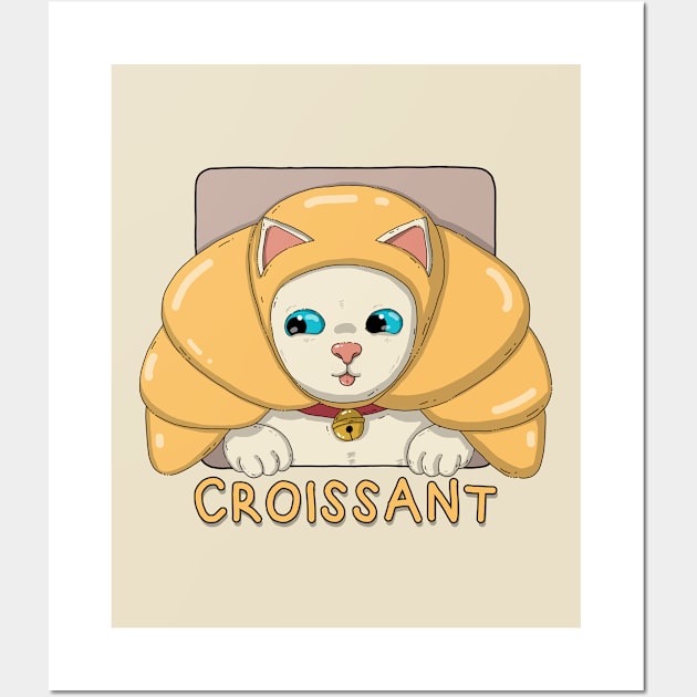 Croissant Neko Wall Art by Japanese Neko